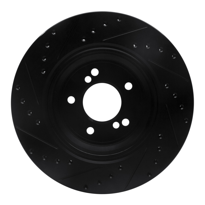 BMW M3 Brake Rotor (1) - Rear Right - R1 Concepts - Drilled & Slotted - Black - `00-`06